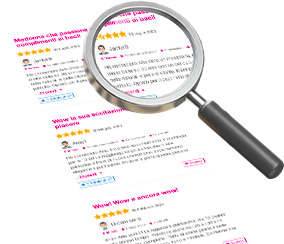 Magnifying glass over a page of Escort Advisor reviews