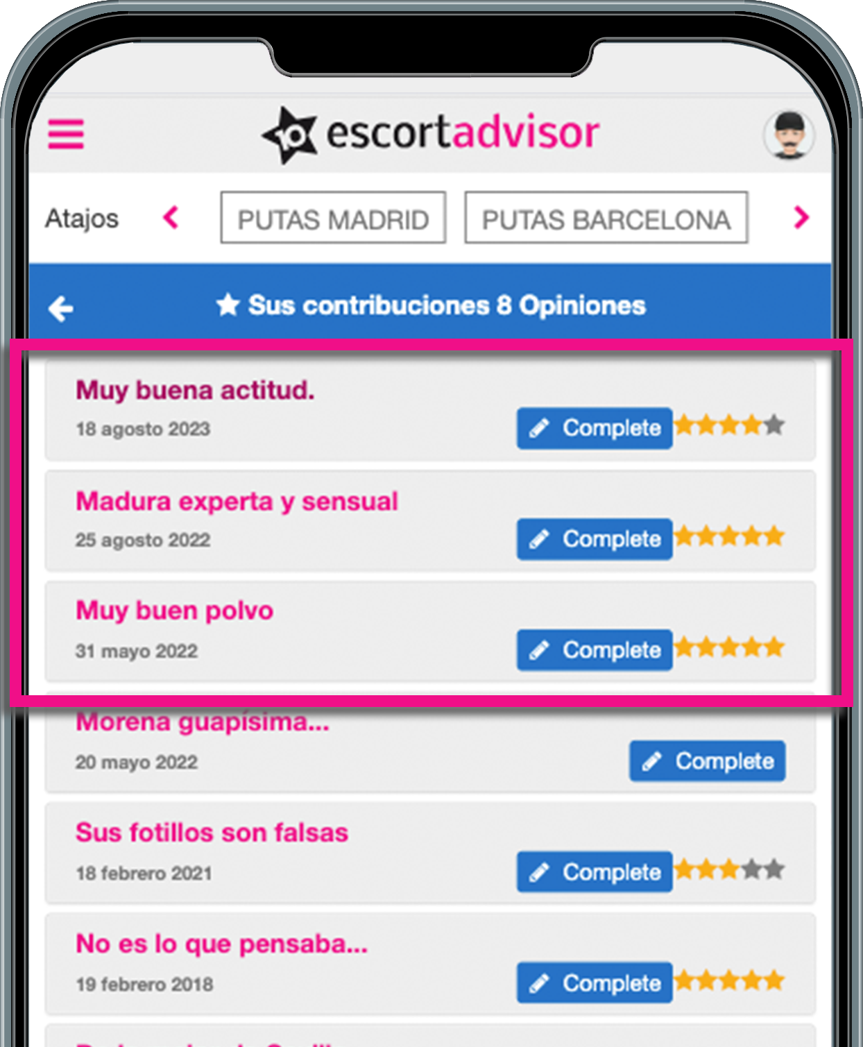 Hábitos de las escorts
